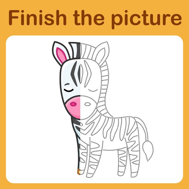 Connect the dot and complete the picture simple coloring zebra drawing game for children