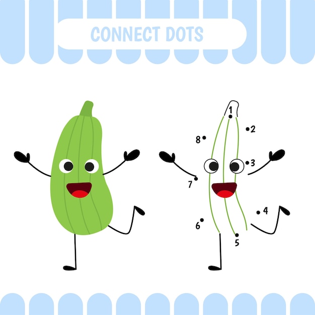 Connect the dots by numbers zucchini for kids