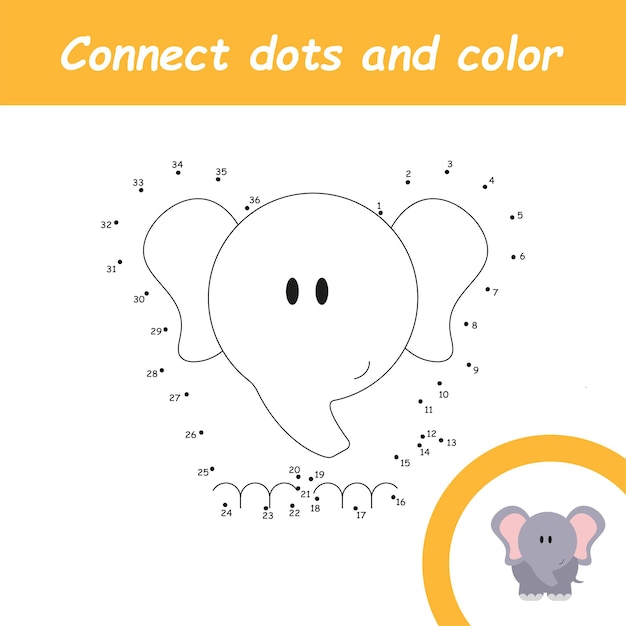 Connect dots for children education elephant