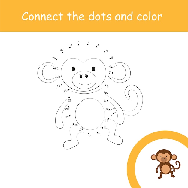 Connect dots for children education monkey