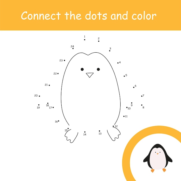 Connect dots for children education penguin