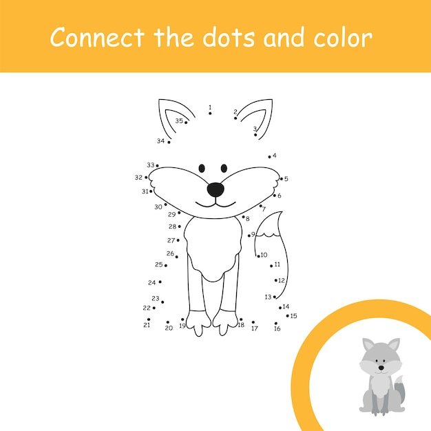 Connect dots for children education wolf