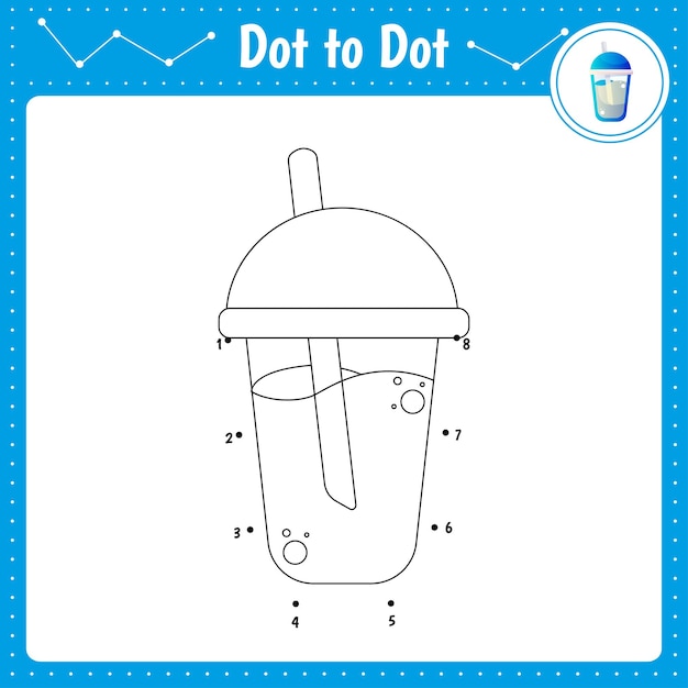 Connect the dots Cocktail Drink Dot to dot educational game Coloring book for preschool kids activity worksheet Vector Illustration