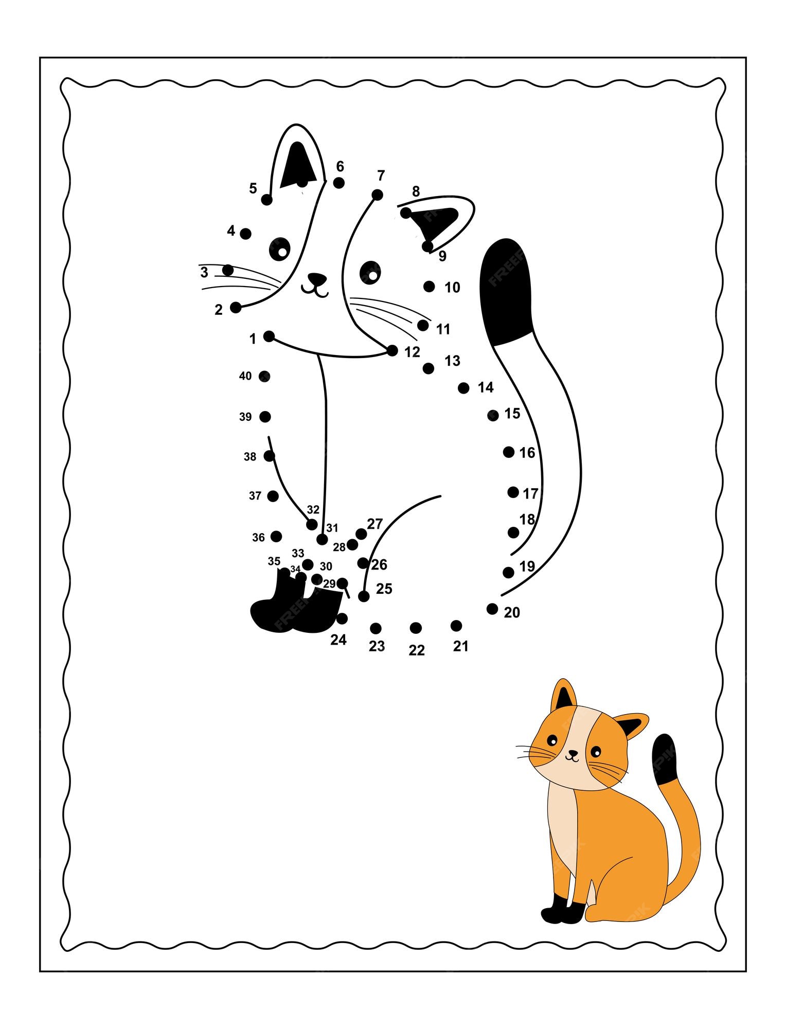 Connect the Dots by Numbers To Draw the Cat. Dot To Dot Education Game and  Coloring Page with Cartoon Cute Kitten Character Stock Vector -  Illustration of drawing, kids: 266886256