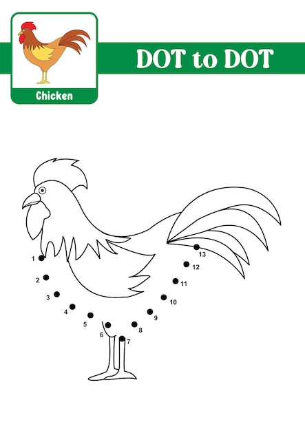 Connect the dots and draw cute chicken Educational Game for kids