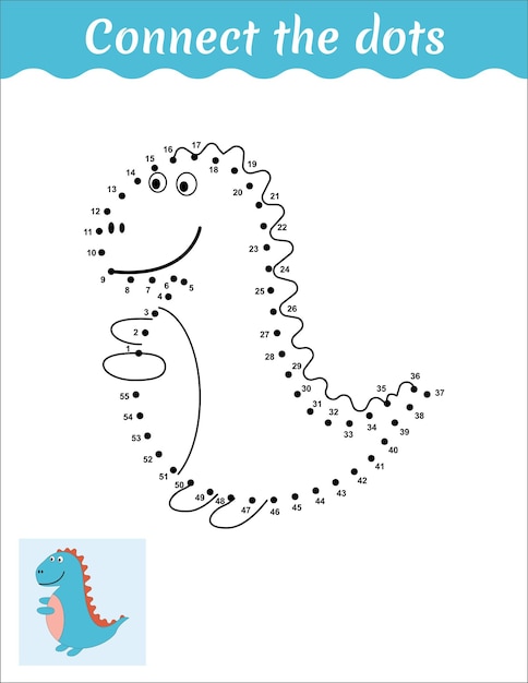 Connect the dots and draw a cute dinosaur