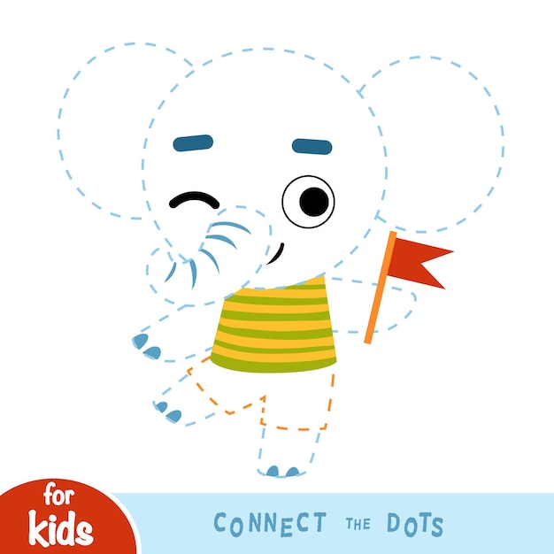 Connect the dots education game for children elephant