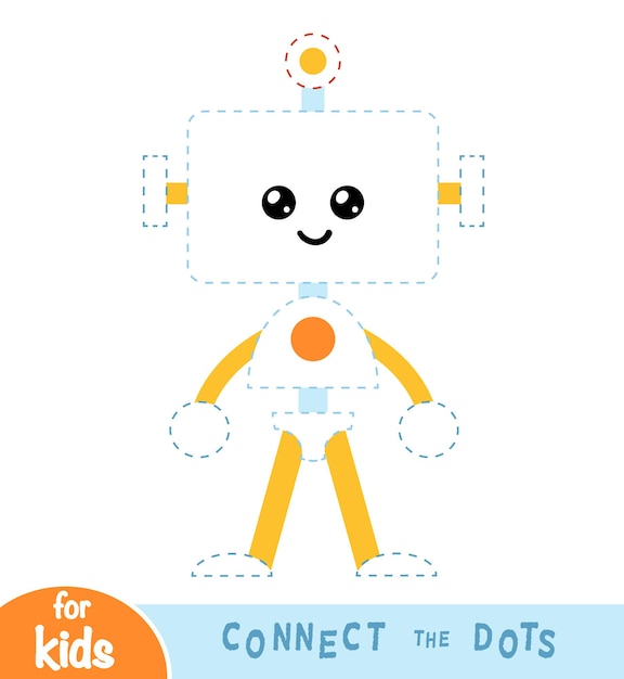 Connect the dots education game for children robot