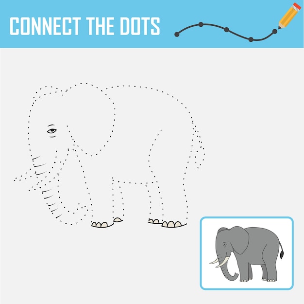 Collegare i puntini elefante bambini gioco arte vettoriale