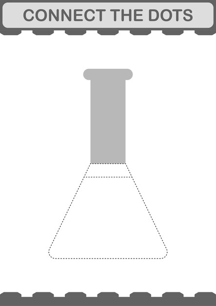 Vettore collega i punti erlenmeyer flask foglio di lavoro per bambini