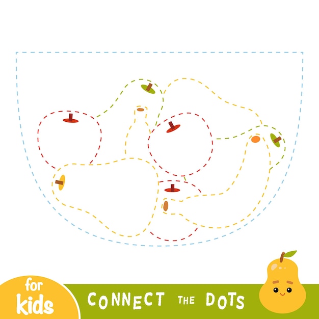 Connect the dots game for children fruit bowl