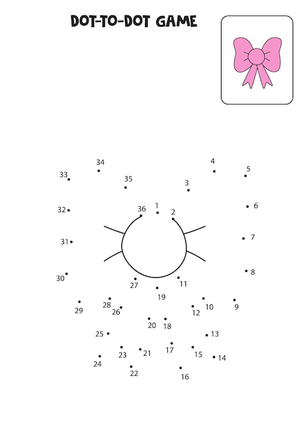 Connect the dots game with cute pink bow