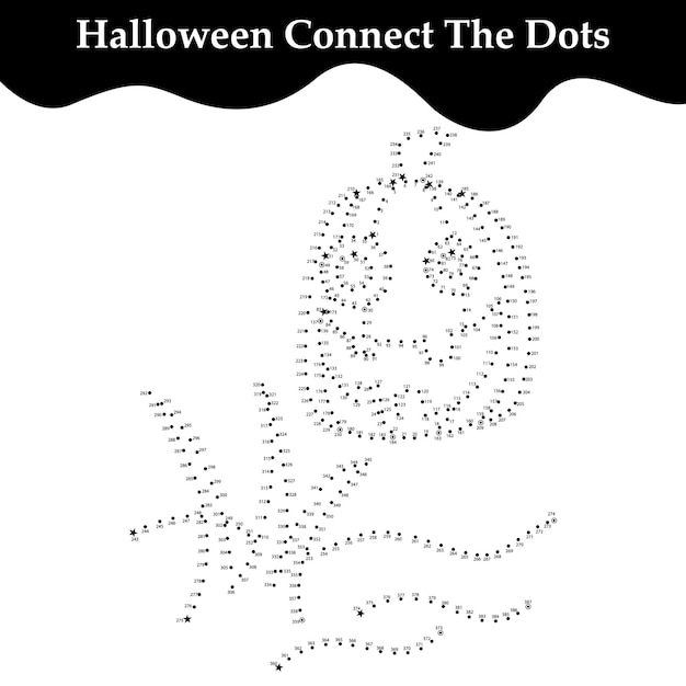 Vector connect the dots halloween coloring page