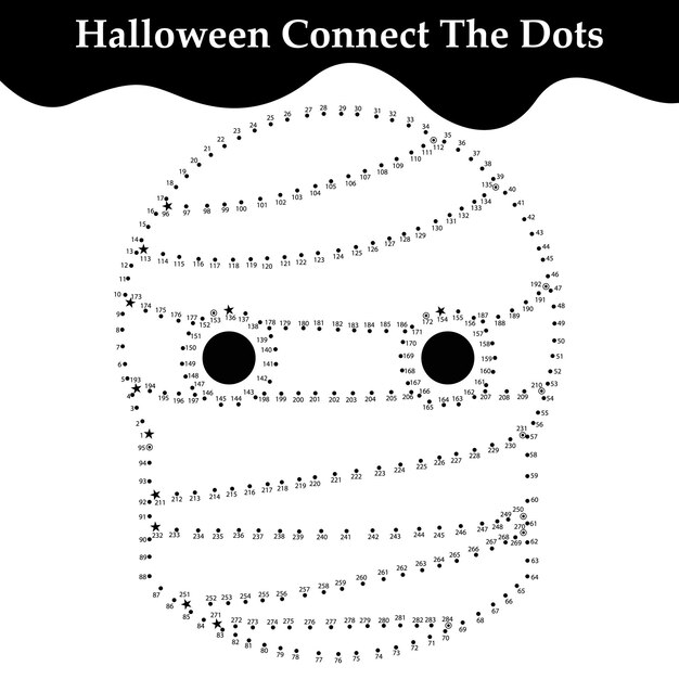 Vector connect the dots halloween coloring page