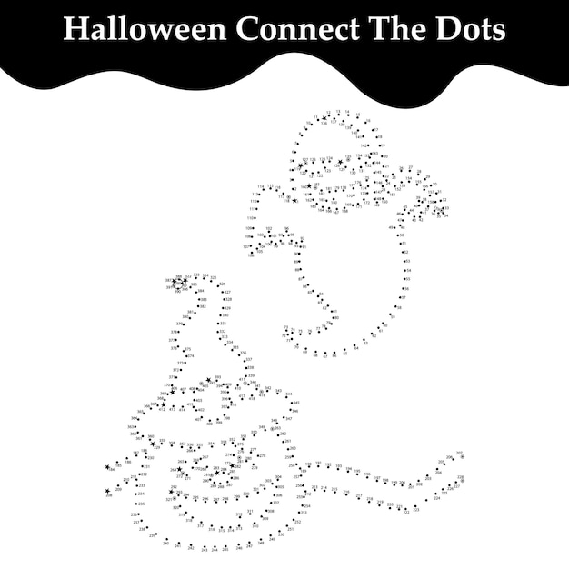 Connect the dots Halloween coloring page