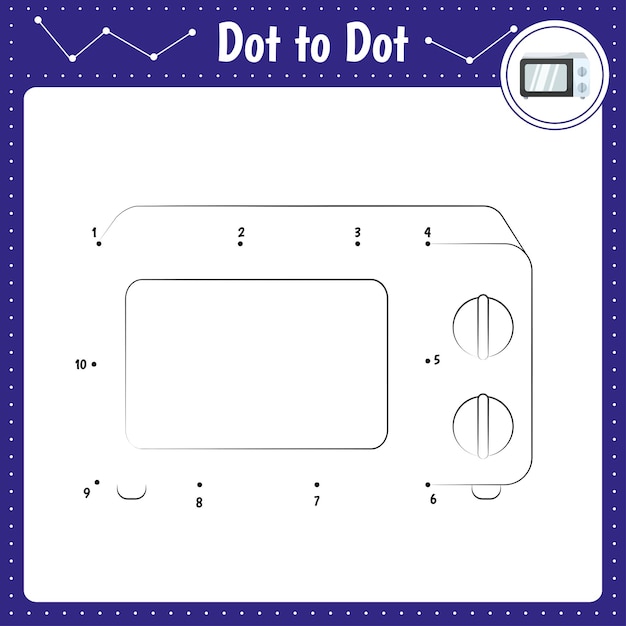 Connect the dots Microwave Dot to dot educational gameColoring book for preschool activity worksheet