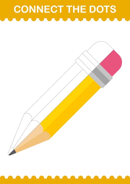 Vector connect the dots pencil worksheet for kids