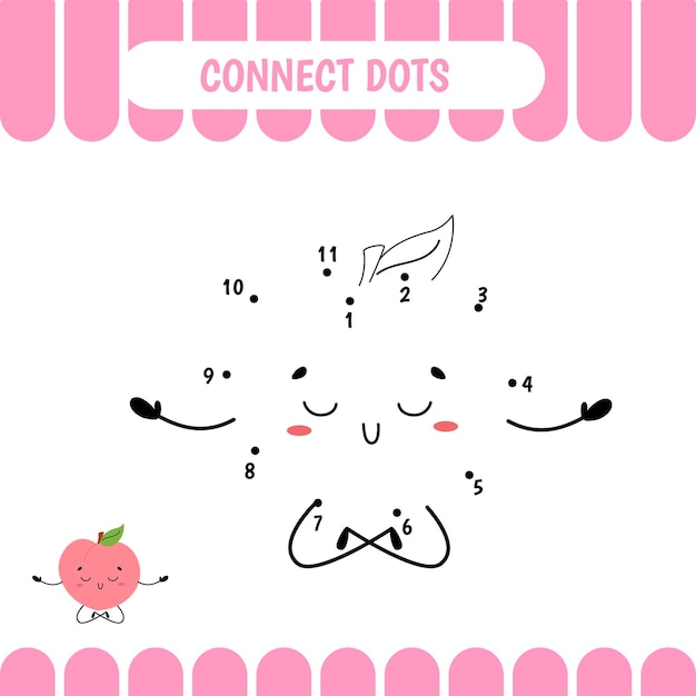 Connect dots spel voor voorschoolse kinderen Peach