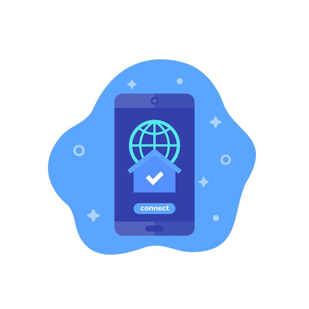 Connect to home network icon with phone