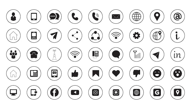Connect IconsContact us icon setSet of Icons for social networking