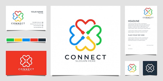 Connect modern logo  and business card