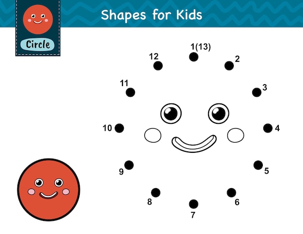 点をつなぎ、かわいい円を描く子供向けの点と点の数字ゲーム学習形状アクティビティ