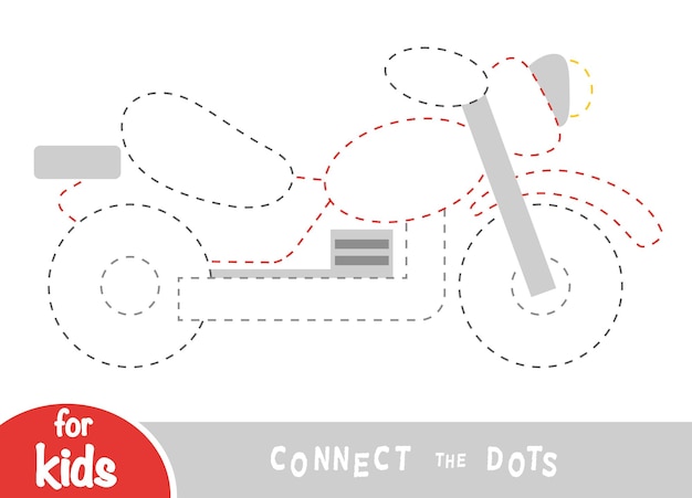 Connect the dots educatief spel voor kinderen Motorfiets