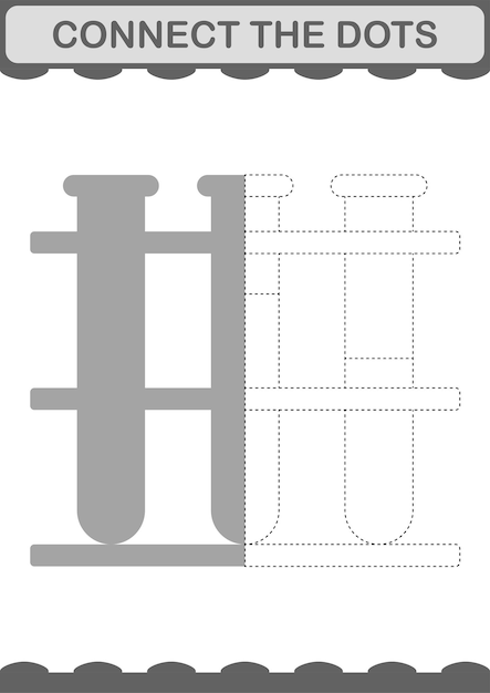 Connect the dots reageerbuis werkblad voor kinderen