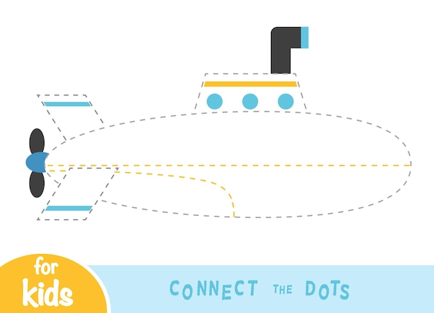 Connect the dots spel voor kinderen Submarine