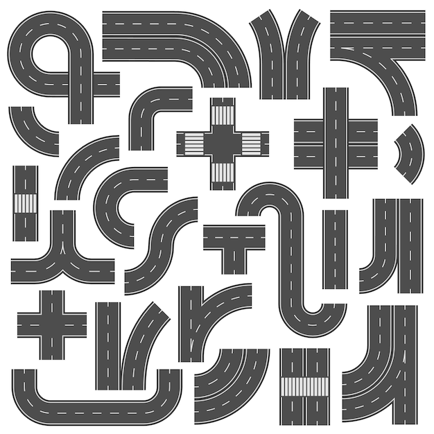 Vector connectable highway road elements