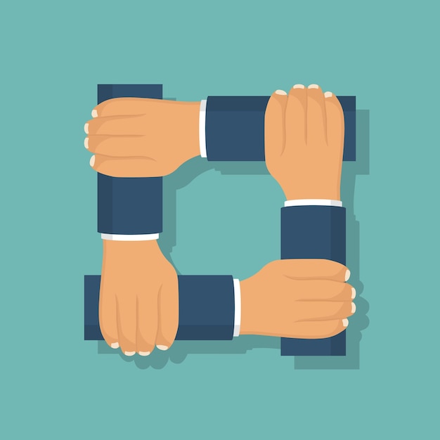 Connected hands icon isolated on background