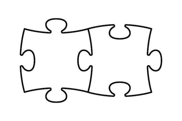 Vector connected puzzle pieces outline style