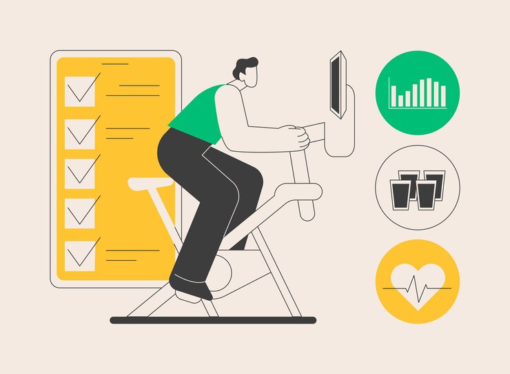 Vector connected workout abstract concept vector illustration