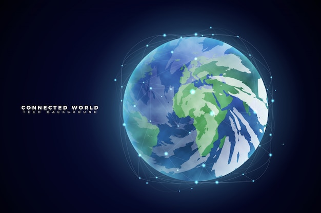 Connected World Vector Background