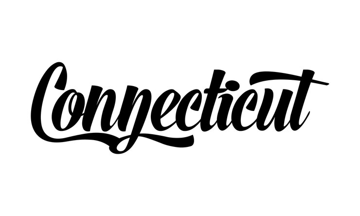 Vector connecticut hand lettering design calligraphy vector connecticut text vector trendy typography desi