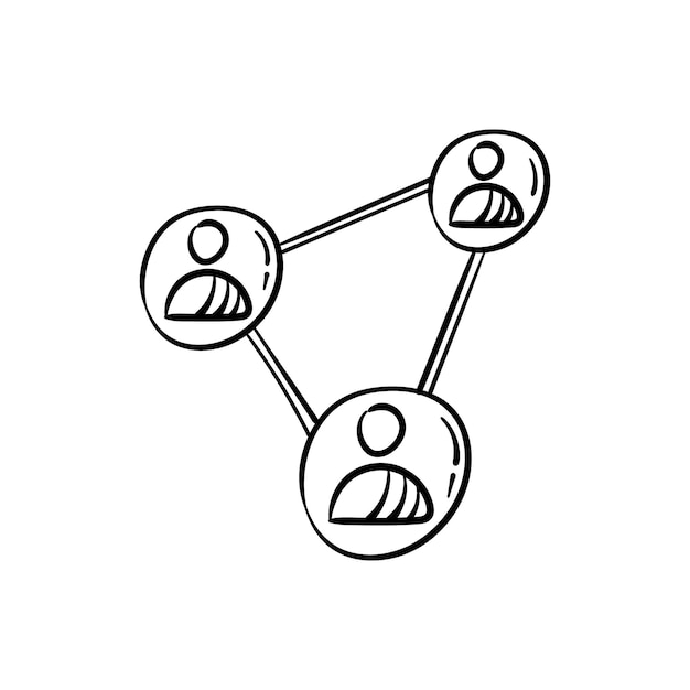 Подключение деловых людей группа команда организация человек ручной рисунок икона векторный эскиз иллюстрация