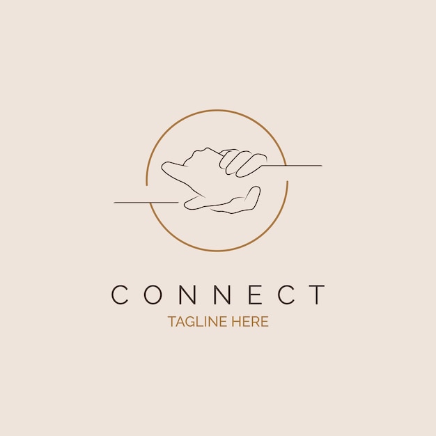 Connecting hand logo design template vector for brand or company and other