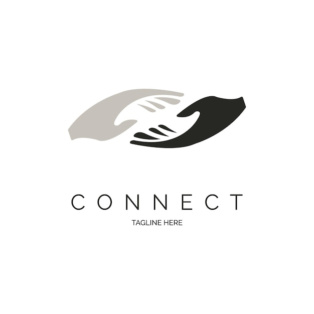 connecting hand logo design template vector for brand or company and other