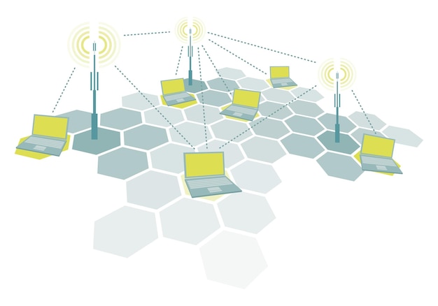 Vector connecting laptops wireless network