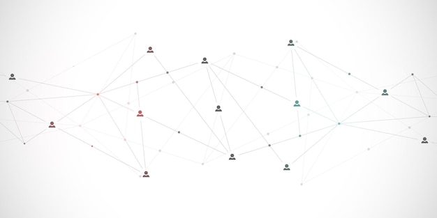 人とコミュニケーションの概念を接続するソーシャルネットワークのベクトル図