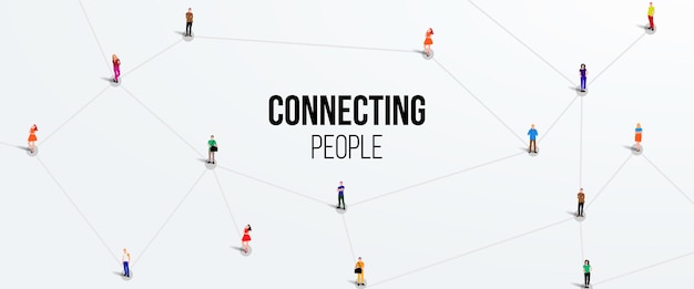 Connecting people. Social network concept. Bright background. Vector illustration