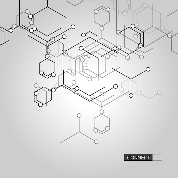 Connecting shapes on light background Business network concept Banner design Geometric art Medical technology science background