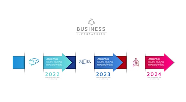 Connecting Steps business Infographic Template with 3 Elements