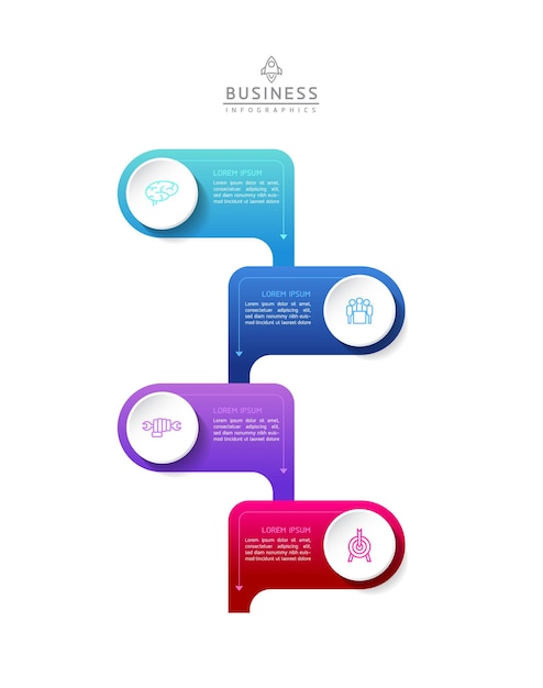 Бизнес-инфографический шаблон connecting steps с 4 элементами