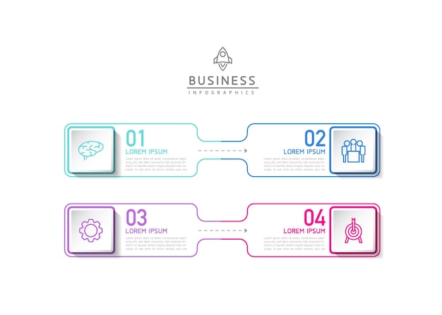 Modello di infografica aziendale con 4 elementi di collegamento