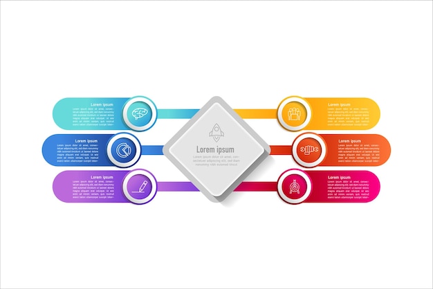 Connecting Steps business Infographic Template with 6 Elements