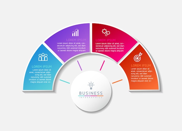 Modello di infografica aziendale passaggi di collegamento