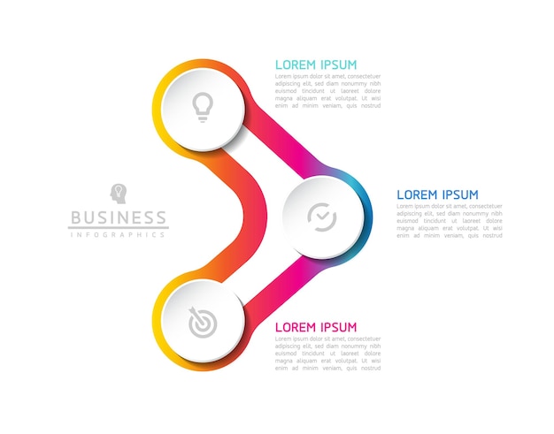 Connecting steps zakelijke infographic sjabloon met 3 elementen