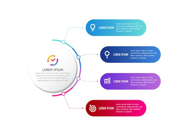 Connecting steps zakelijke infographic sjabloon met 4 elementen