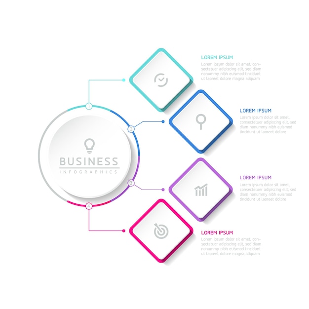 Connecting steps zakelijke infographic sjabloon met 4 elementen